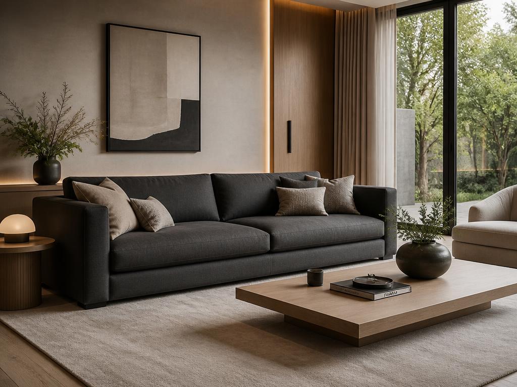 Custom made sofa perfectly fitted in a modern living room